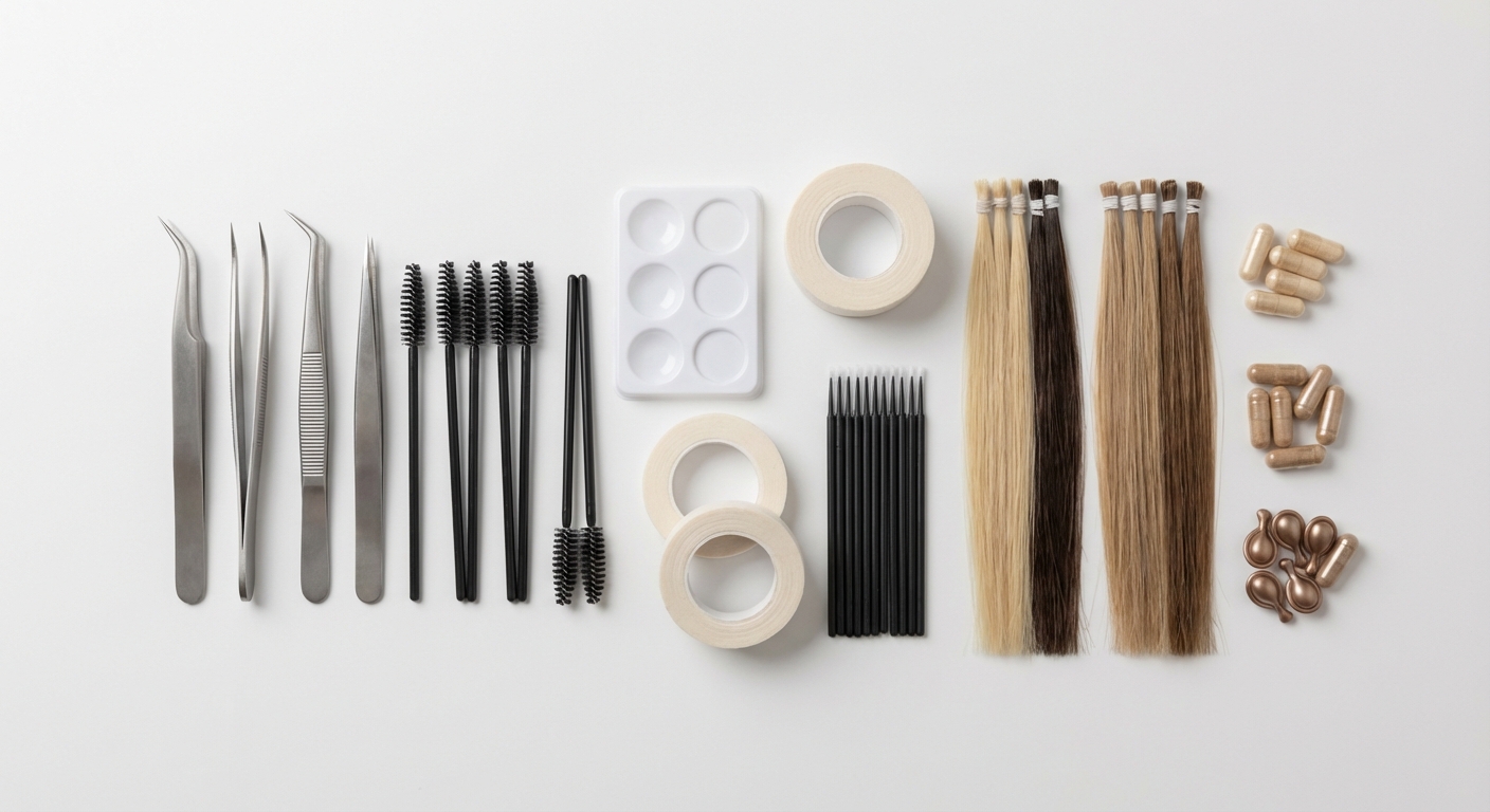Инструменты для наращивания ресниц и волос