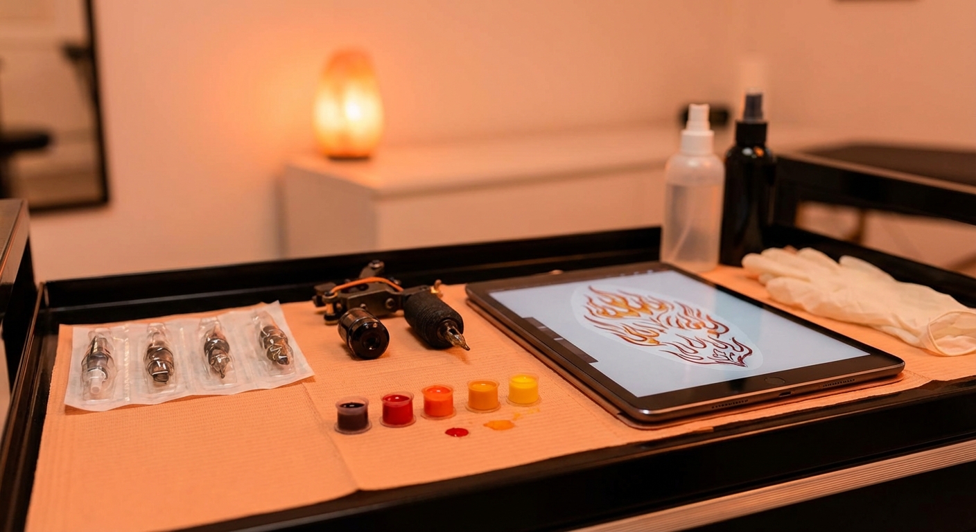 Процесс работы тату-мастера