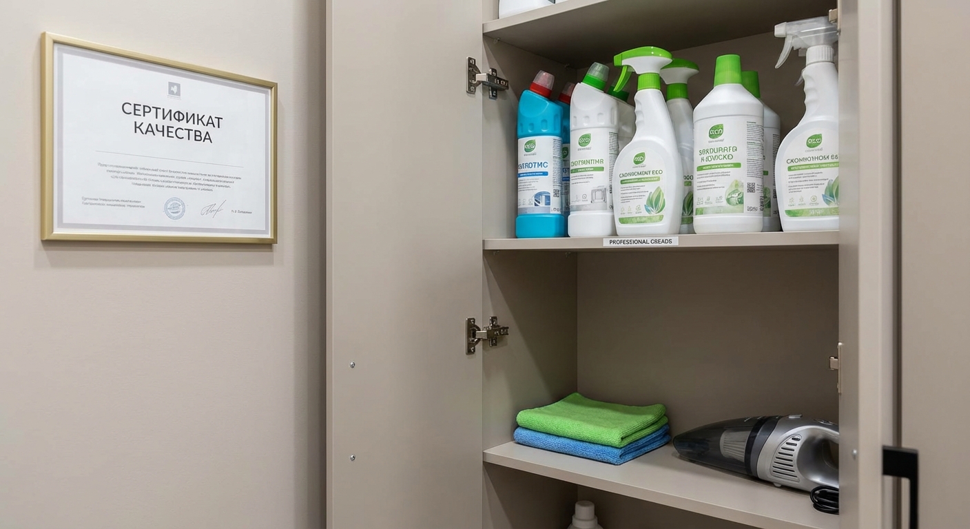 Сертифицированные средства и аккуратный инвентарь КристаллКлининг