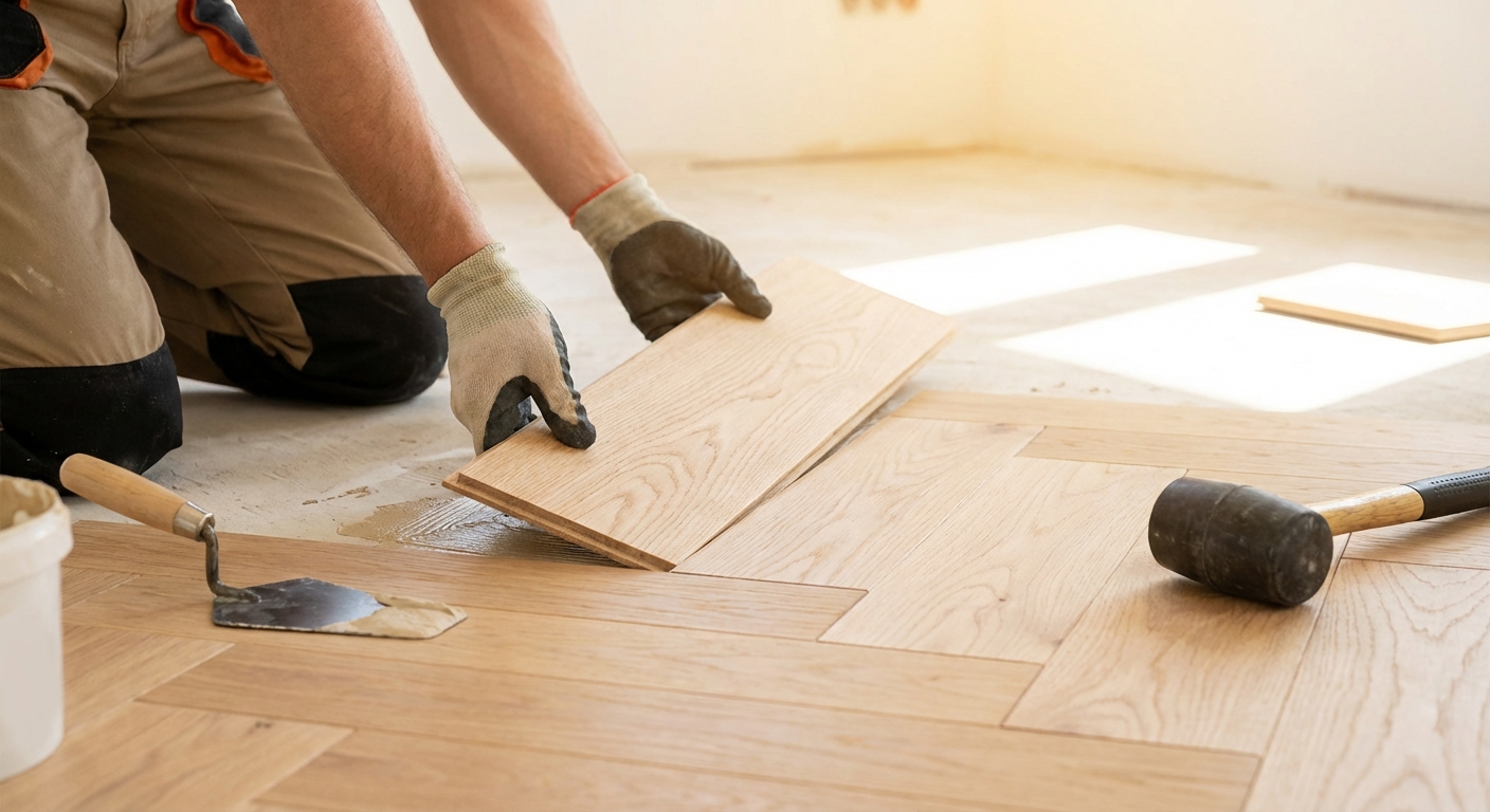 Процесс монтажа напольных покрытий